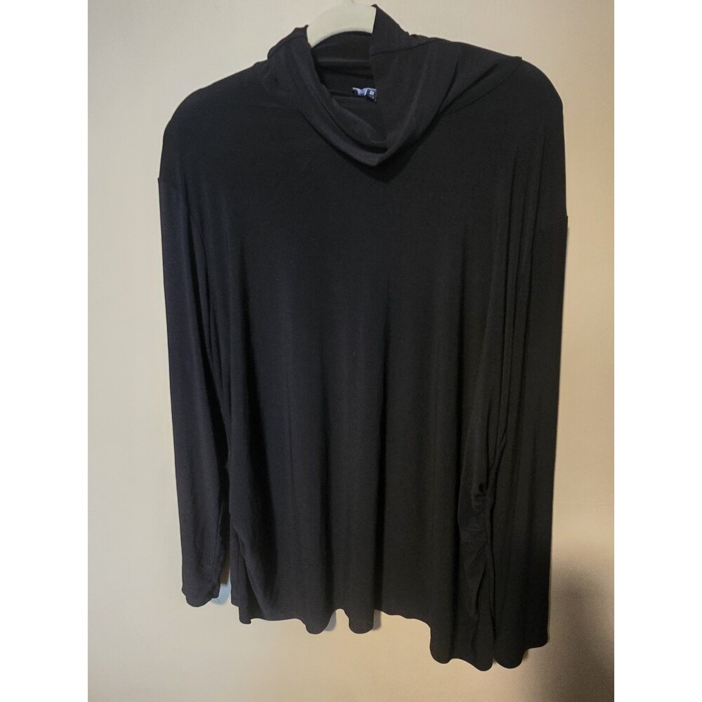 Sami & Jo Funnel Neck Top Long Sleeve Black Modal Spandex Soft Plus Size 3x